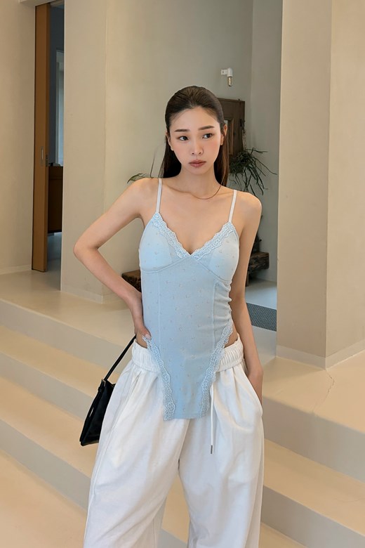 甜感小碎花蕾絲細肩BRA TOP背心