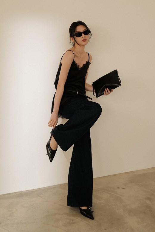 挺版高腰牛仔長褲