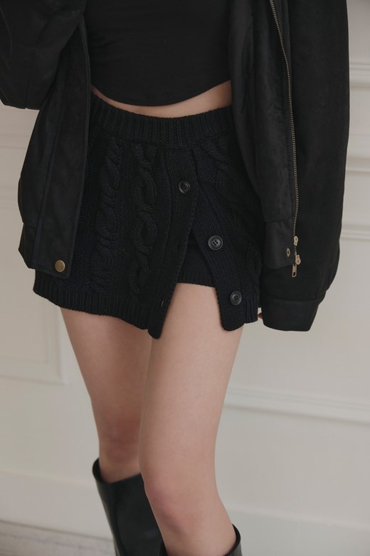 冬日溫暖麻花針織短裙