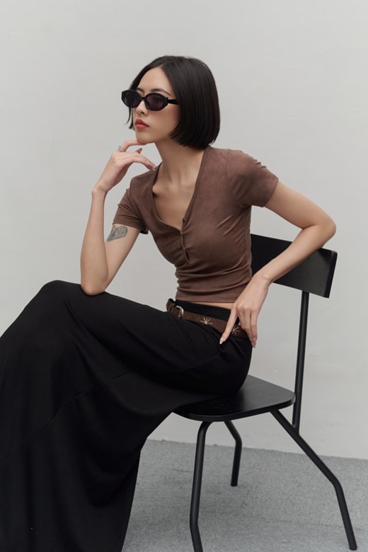 洗舊感羅紋短袖上衣