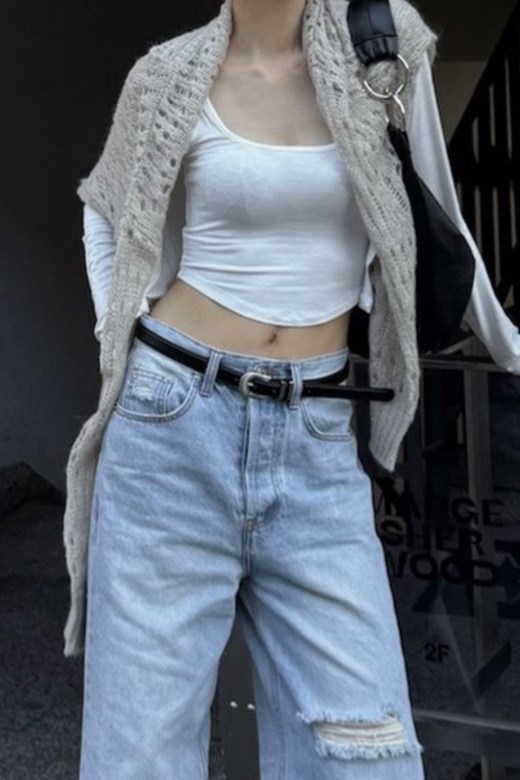 亮面銀色馬蹄釦細版皮帶