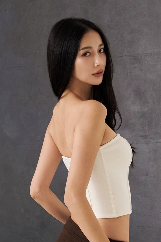 立體魚骨平口上衣