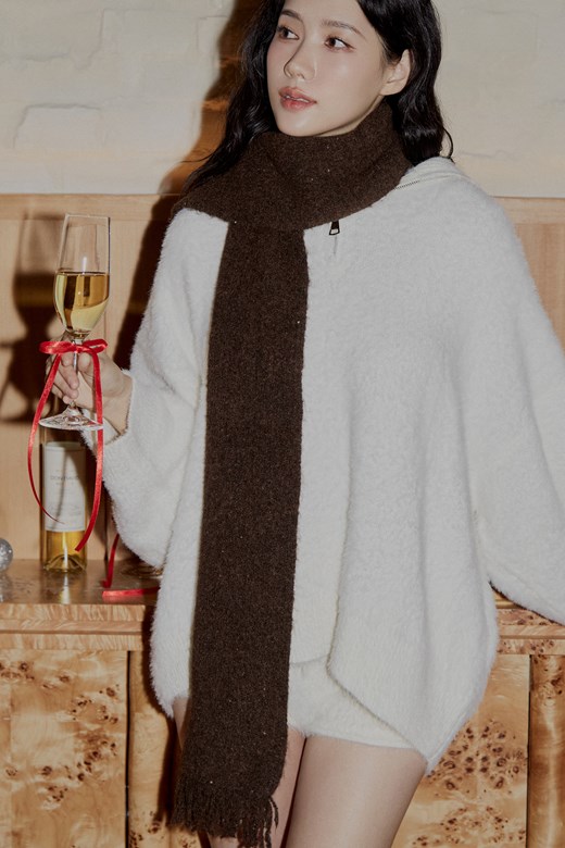 細閃流蘇針織圍巾