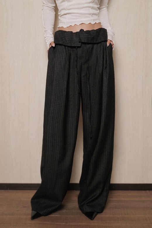 立體腰封垂墜西裝長褲