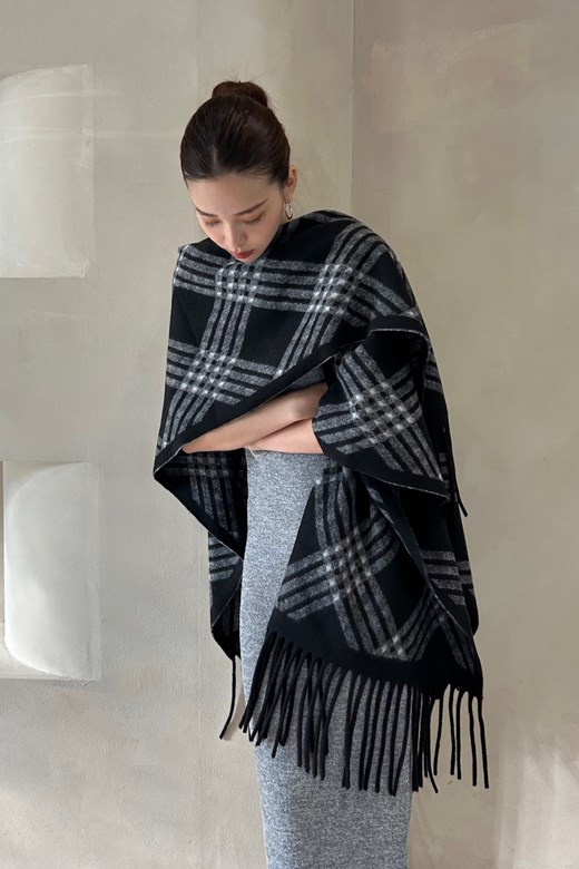 柔霧格紋圍巾