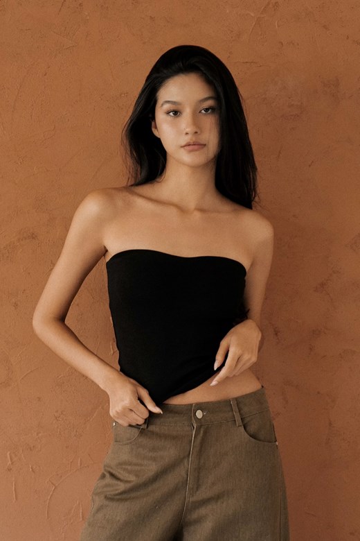 素色桃心領平口BRA TOP