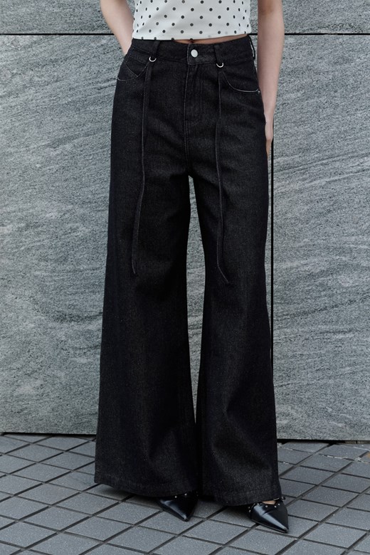 造型綁帶牛仔長褲
