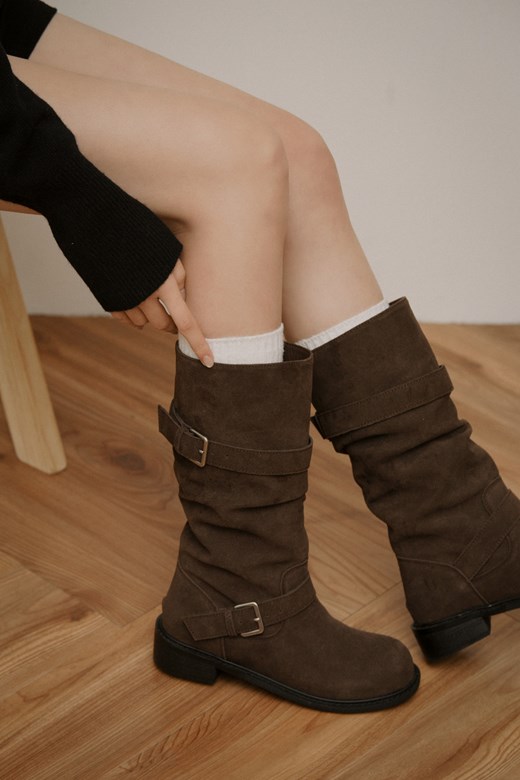 28 西部麂皮扣環堆堆靴