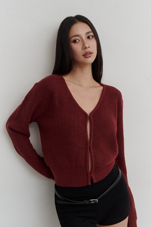 mi磨毛感鉤釦針織上衣