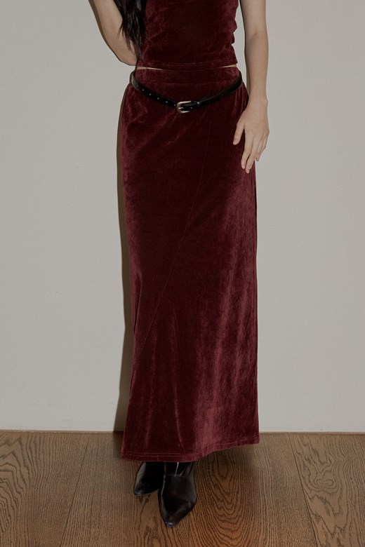 植絨網紗鬆緊長裙