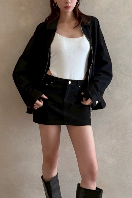 水洗感丹寧短裙