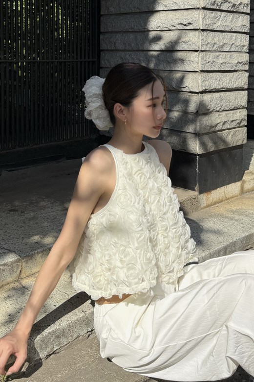 甜心玫瑰後綁帶背心