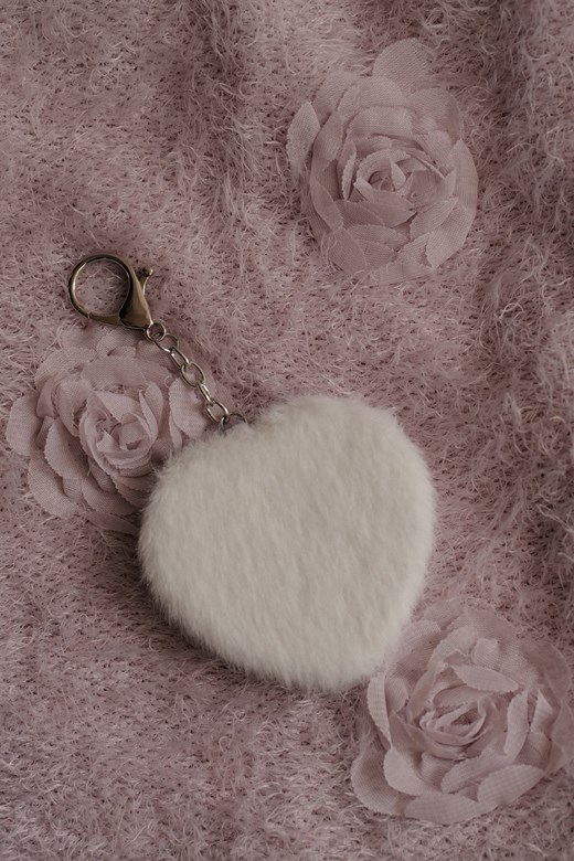 毛毛愛心鏡子吊飾