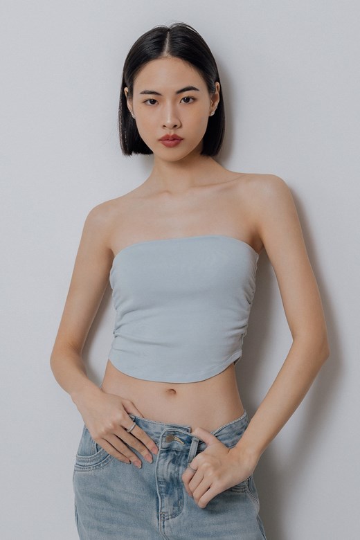 側抓皺弧擺平口BRA TOP(附襯墊)