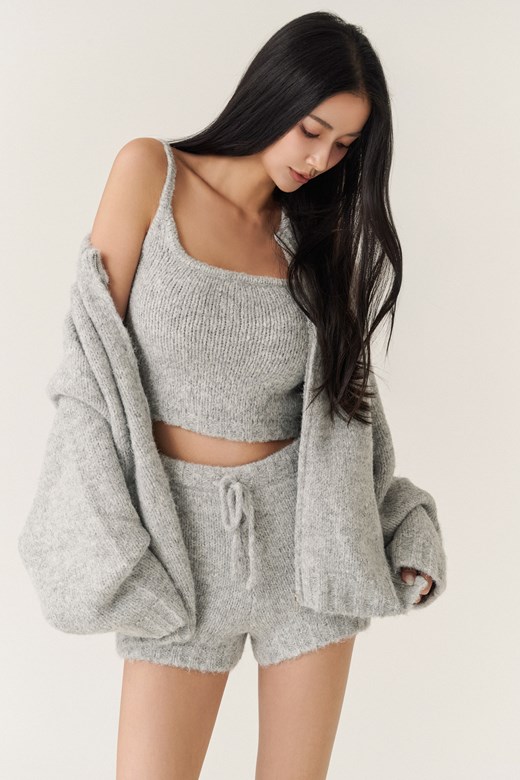 慵懶毛茸針織短褲