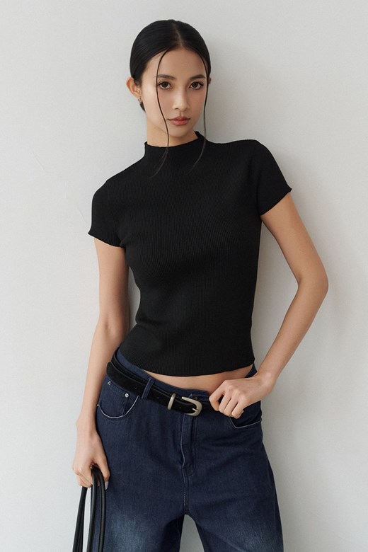 小高領羅紋針織上衣