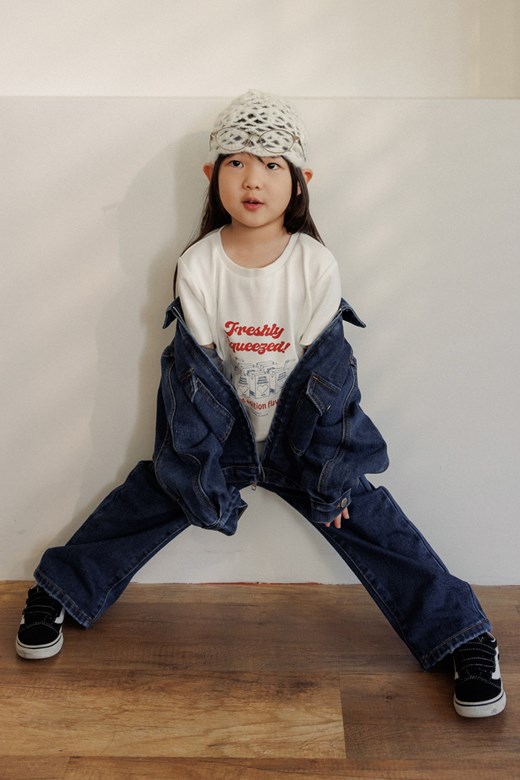 內抽繩鬆緊牛仔褲(KID)