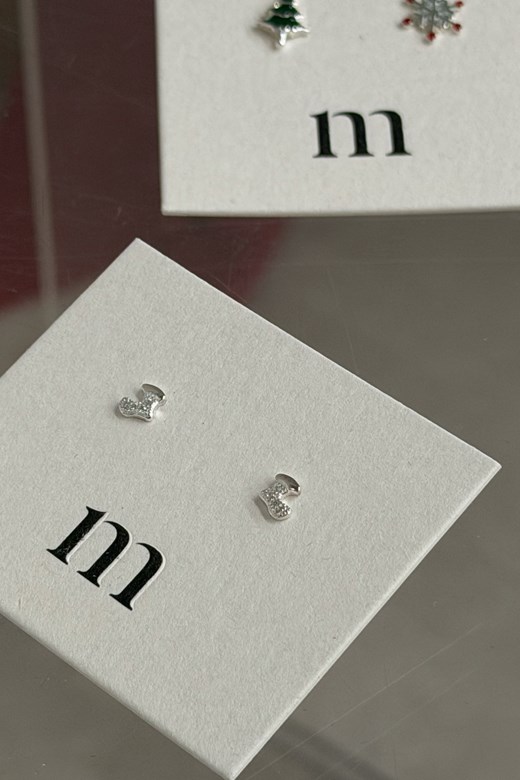 S925聖誕襪小鑽耳針