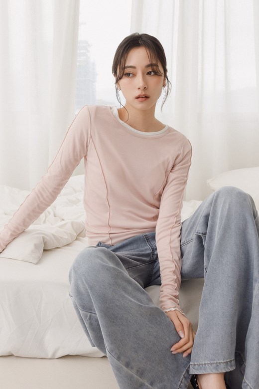 木耳捲邊剪裁造型打底衣