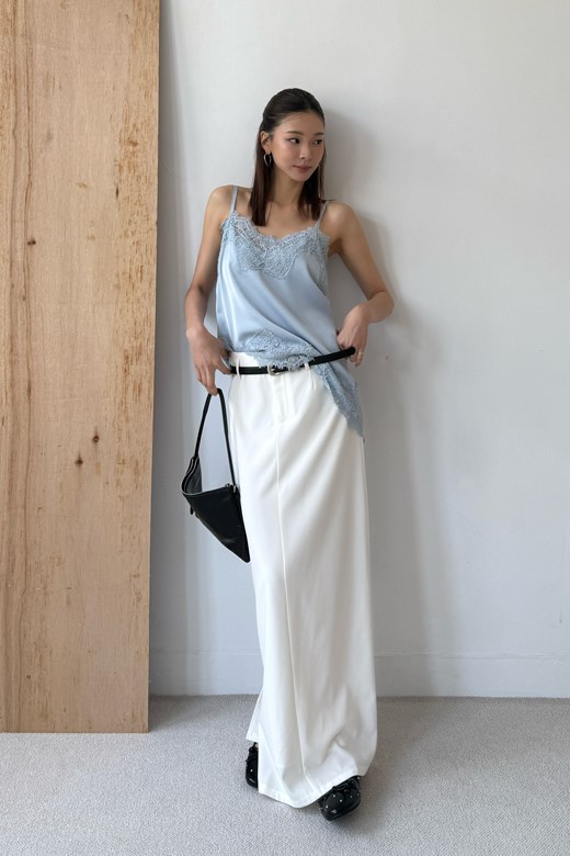 14 睫毛蕾絲緞面斜擺細肩背心