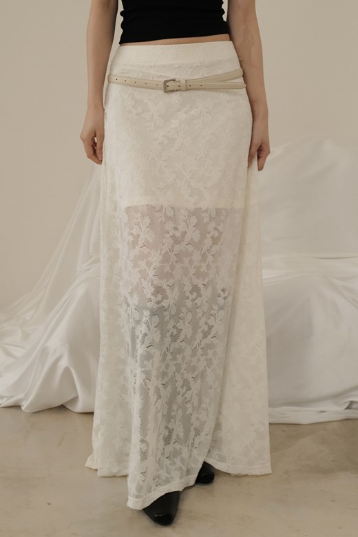 輕柔蕾絲印花長裙