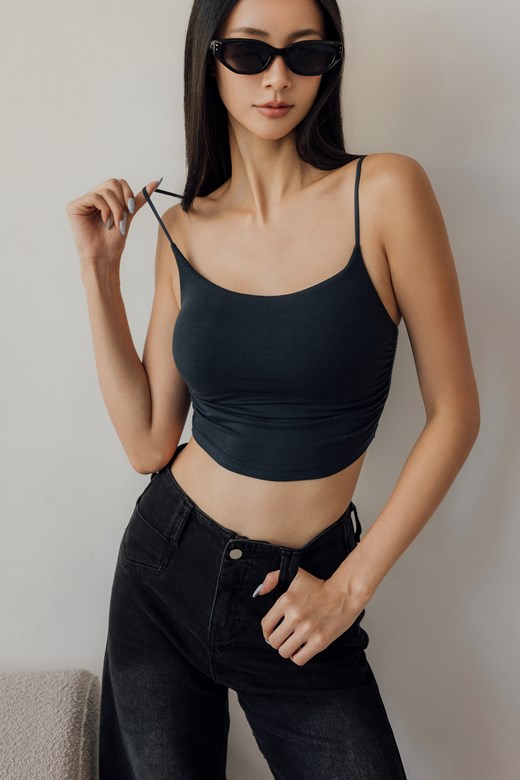 細肩側抓皺發熱BRA TOP