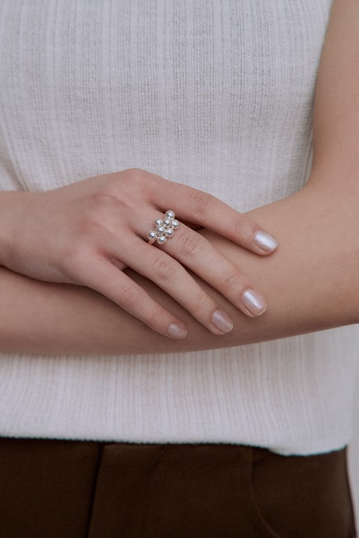 立體925銀球造型戒指