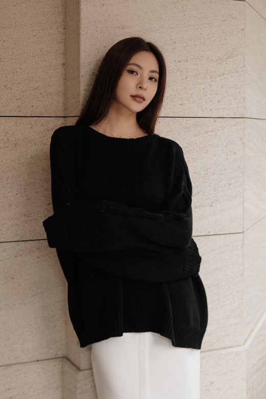 寬鬆麻花針織毛衣