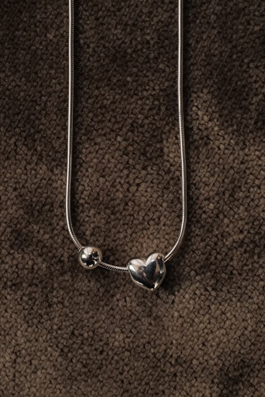 S925 極細愛心混珠蛇骨項鍊