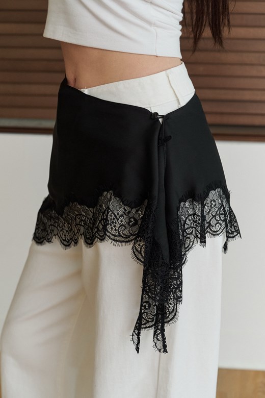緞面蕾絲拼接腰飾