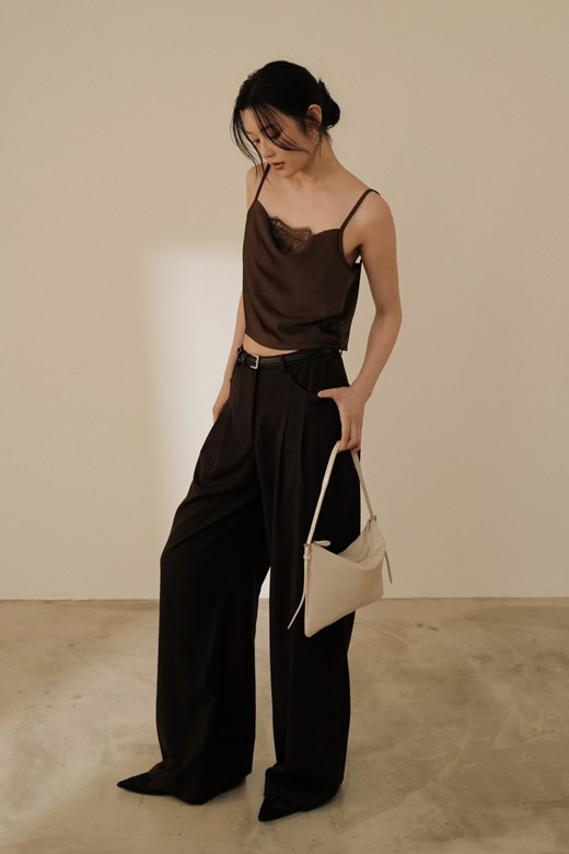 立體打摺鉤釦西裝寬褲