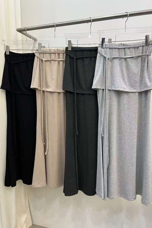 雙層綁帶細繩長裙