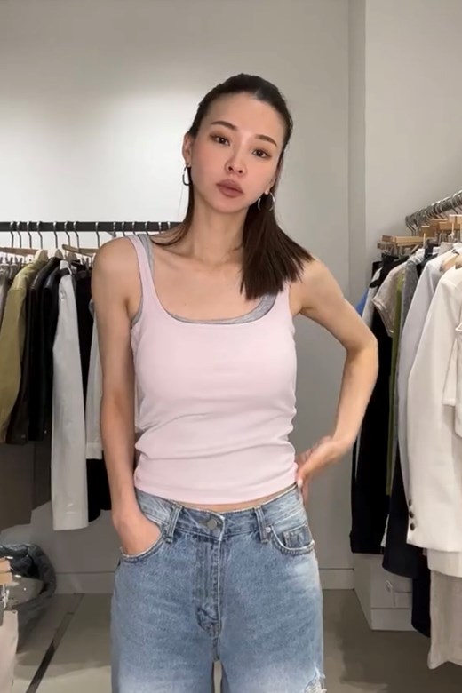 可可夾心方圓領背心BRA TOP