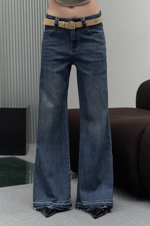 復古刷色喇叭牛仔褲