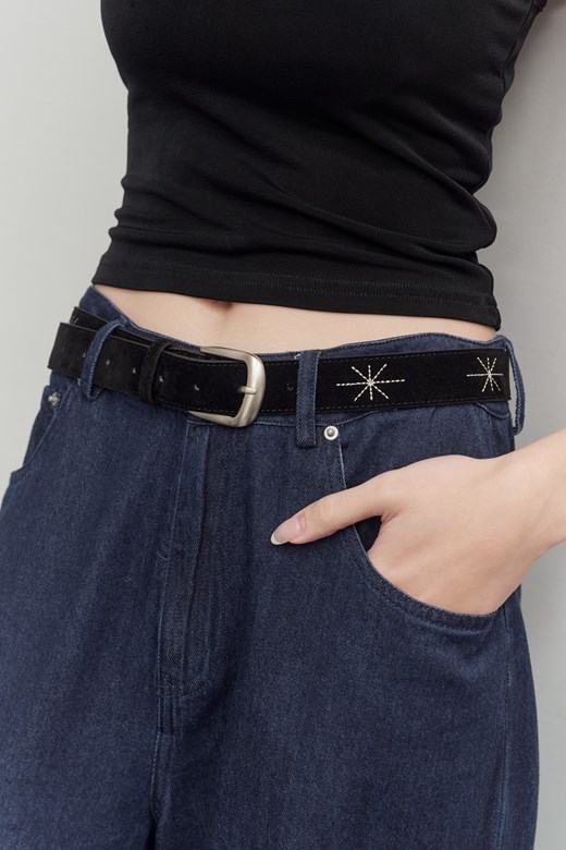 星芒刺繡復古皮帶