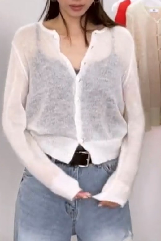 馬海毛溫柔歐膩釦子罩衫