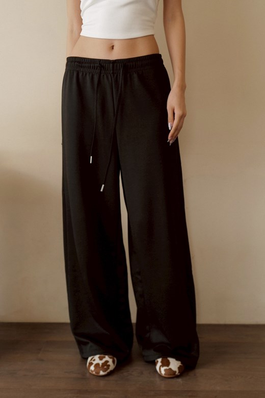 輕柔斜紋磨毛抽繩長褲