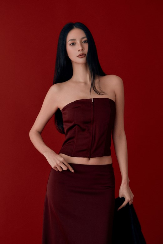 緞面魚骨馬甲背心