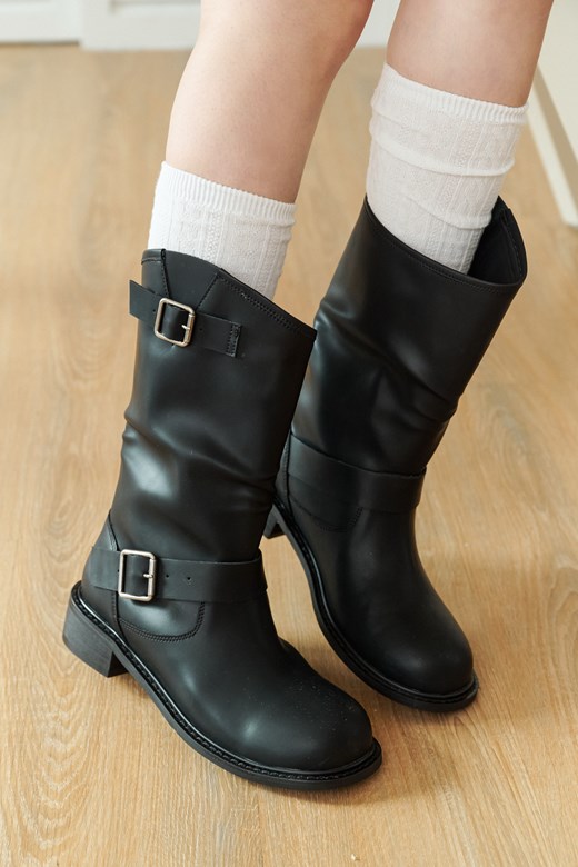 29 復古英倫釦環中筒靴