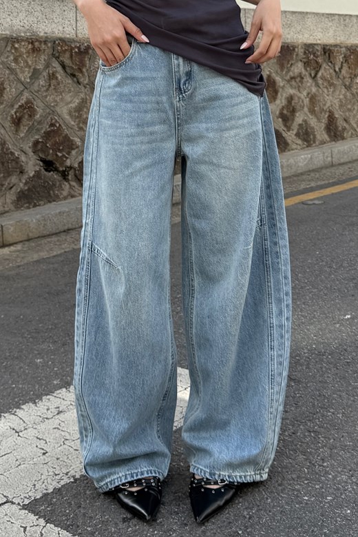 04 夏日淺藍刷色氣球寬褲