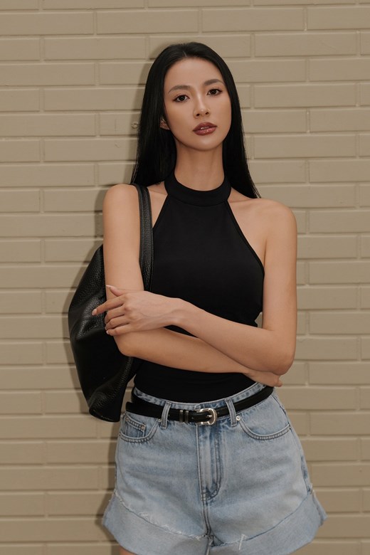 柔霧小高領削肩BRA TOP背心