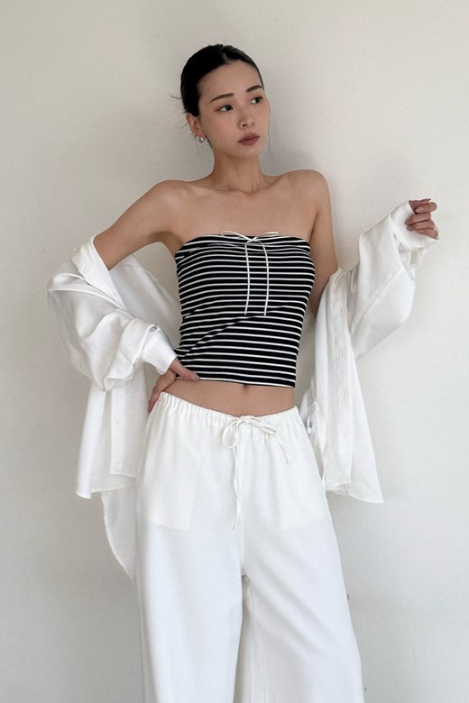 蝴蝶結條紋平口BRA TOP