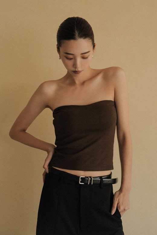 素色桃心領平口BRA TOP