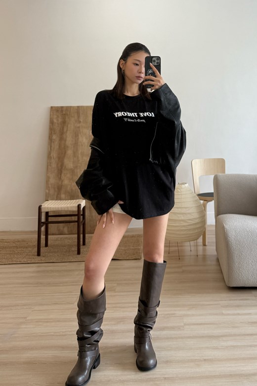 07 LOVE THEORY字母印花寬鬆TEE