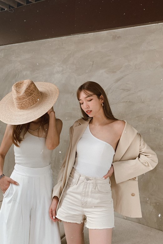 日牌感針織扭結單肩背心