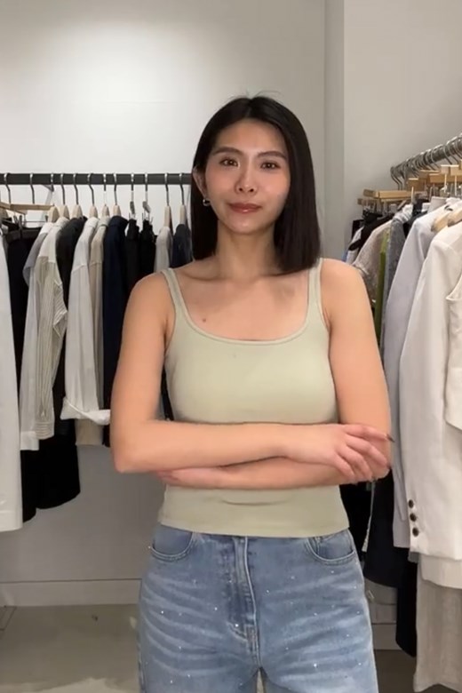 可可夾心方圓領背心BRA TOP