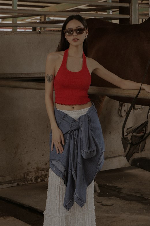 QQ捲邊繞頸BRA TOP