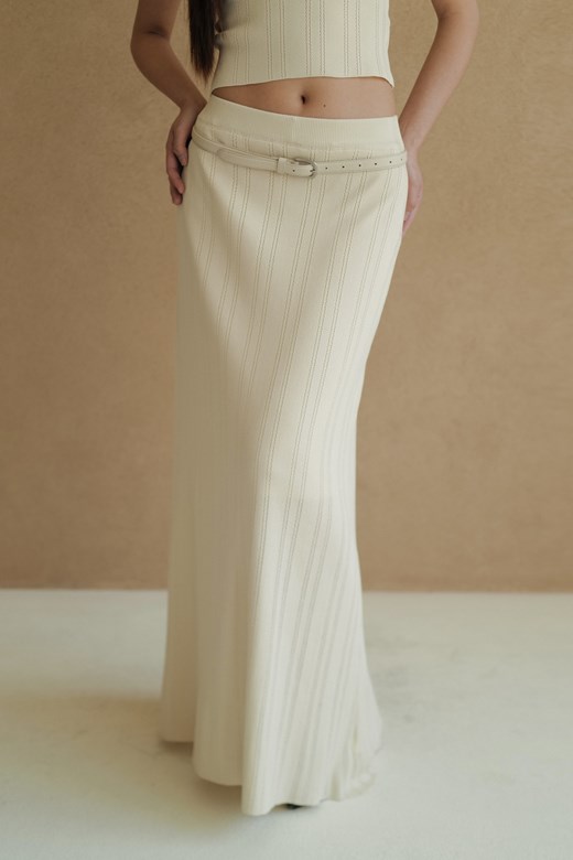 簍空針織冰絲鬆緊長裙