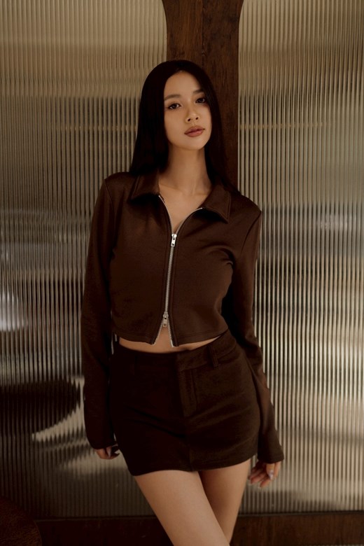 輕柔斜紋磨毛雙拉練上衣