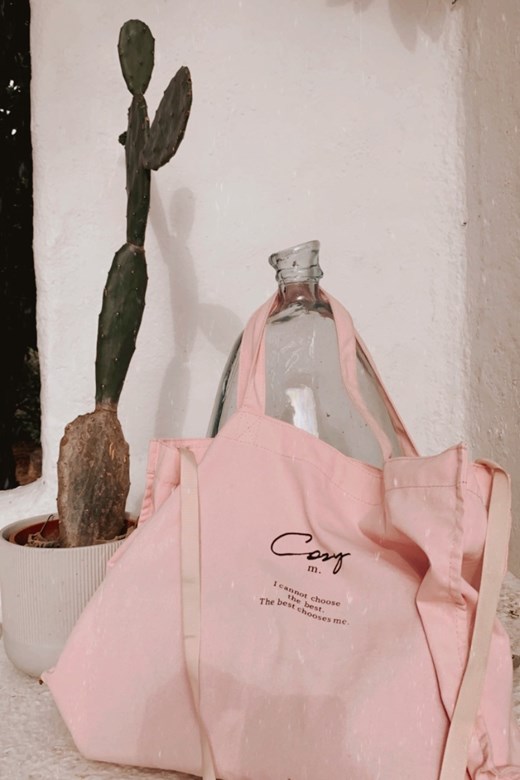 Cozy m.品牌標語粉色購物袋